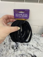 Donna Seamless Ponytail Holders Large 8PC Black