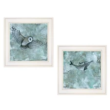 Set Of Two Wildlife 1 White Framed Print Wall Art