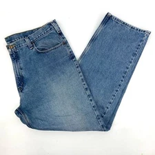 CARHARTT Men's Medium Wash Straight Leg Relaxed Fit Denim Blue Jeans 42 x 32