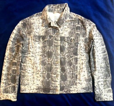 Women's Urban Outfitters Denim Snake Print Gray Jacket Size M