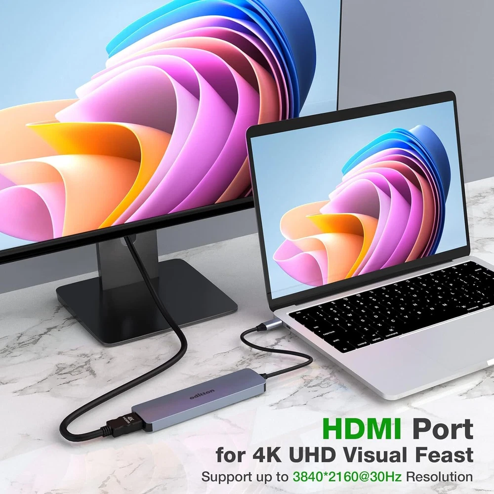 USB C Hub USB C Docking Station 7 in 1 USB Hub Multiport Adapter HDMI 100W PD 3