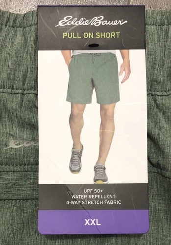 Pantaloncini pull-on Eddie Bauer da uomo UPF 50 Quick Dry Woven Tech taglia XXL verde anatra - Foto 3 di 12