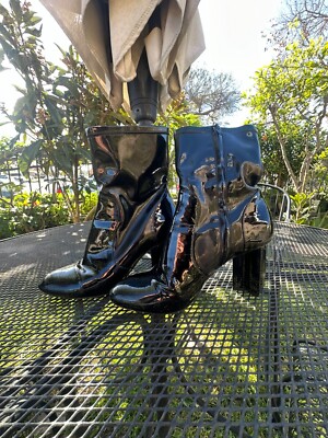 Louis Vuitton Black Patent Leather Ankle Boots - Size 39