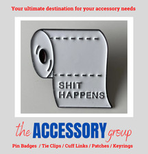 New SHIT HAPPENS on toilet roll phrase logo tie pin enamel metal pin badge