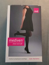 Medi Mediven Sheer And Soft Ebony CT Thigh Compression Stockings 15- 20 Size III