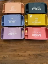 Beeveer 6 PC Kids Lap Desk Tray, Cup Holder, Pencil Slots, Inspirational Words