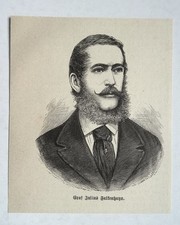 Count Julius Falkenhayn. Austrian statesman, wood engraving around 1880