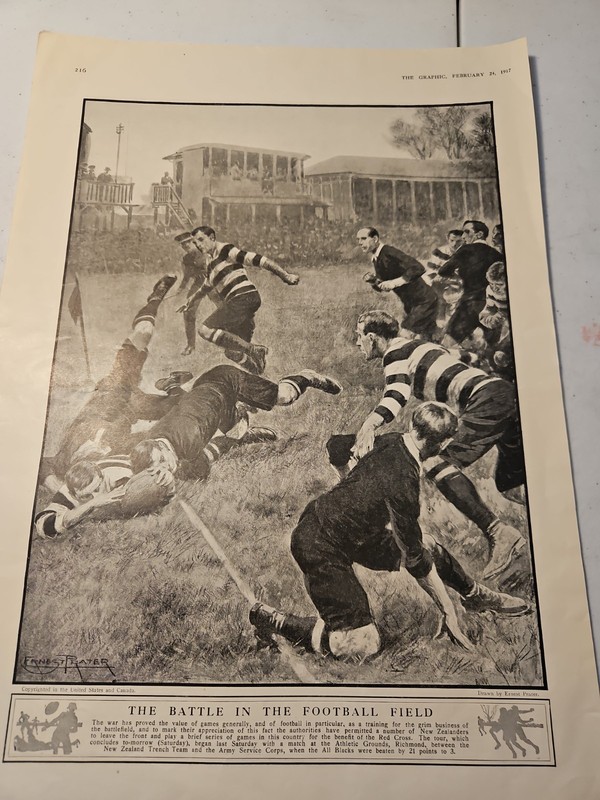 (D33) The Battle In The Football Field+ Lovely Map Of The U.K.(1917 THE GRAPHIC)