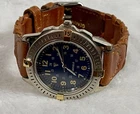 Vintage Men’s Timex Indiglo Quartz Analog Watch, Blue Dial & Gold Tone Accents