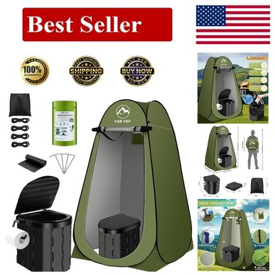 Washable Outdoor Shower & Changing Room with Portable Toilet and Privacy Tent