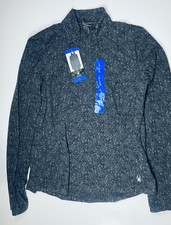 SPYDER ACTIVE WOMEN  S LARGE 1/4 ZIP FLEECE MARLED JACKET BLACK THUMBHOLES NWT