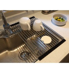 Roll up Dish Drying Rack Over The Sink Portable Stainless Still Rolling Rack ...
