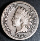 1864 INDIAN HEAD CENT - GOOD - COPPER NICKEL CN