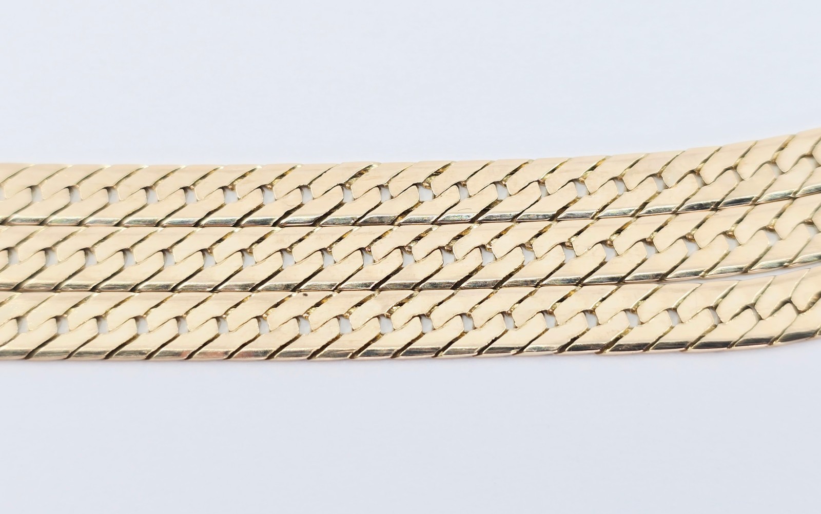 Unique 14K Solid Yellow Gold Herringbone Flat Lin… - image 8