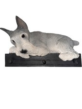 Schnauzer Dog Wall Hook Rack Gray Leash Key Holder Animal Decor