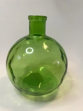 Vidrios San Miguel Large 12" Clear Green Glass Bulb Bubble Vase Bottle