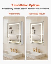 Lighted Medicine Cabinet With Mirror, 24 X 30 In Recessed Or Wall Mount, 3 Color