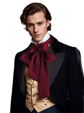 Renaissance Scarf Jabot Cravat,Mens Costume Collar for One Size Dark Red