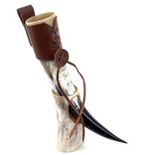 Viking Drinking Horn Beer Mug With Stand and Holster 