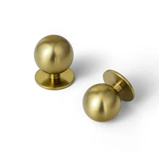 Set of 12 -Sleek Round Brushed Gold Cabinet Knobs - Modern and Minimalist Har...