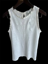 Sandro White linen vest top With Silk Edges Size 2