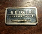 Geiger Edelmetalle Silver Bar 1 oz .999 Schloss Güldengossa Unze
