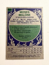 MOSES MALONE 1975-76 TOPPS ROOKIE #254 UTAH STARS ABA BASKETBALL RC Creases
