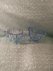Blue Depression Glass Imperial Pillar Flute Pattern Cream And Sugar Bowl