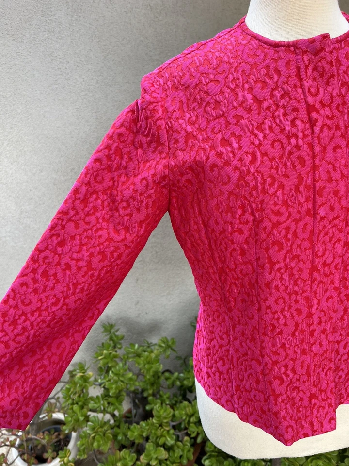 Chaqueta vintage rosa neón estilo brocado talla 12 Nira Nira New York Foto 4 de 4