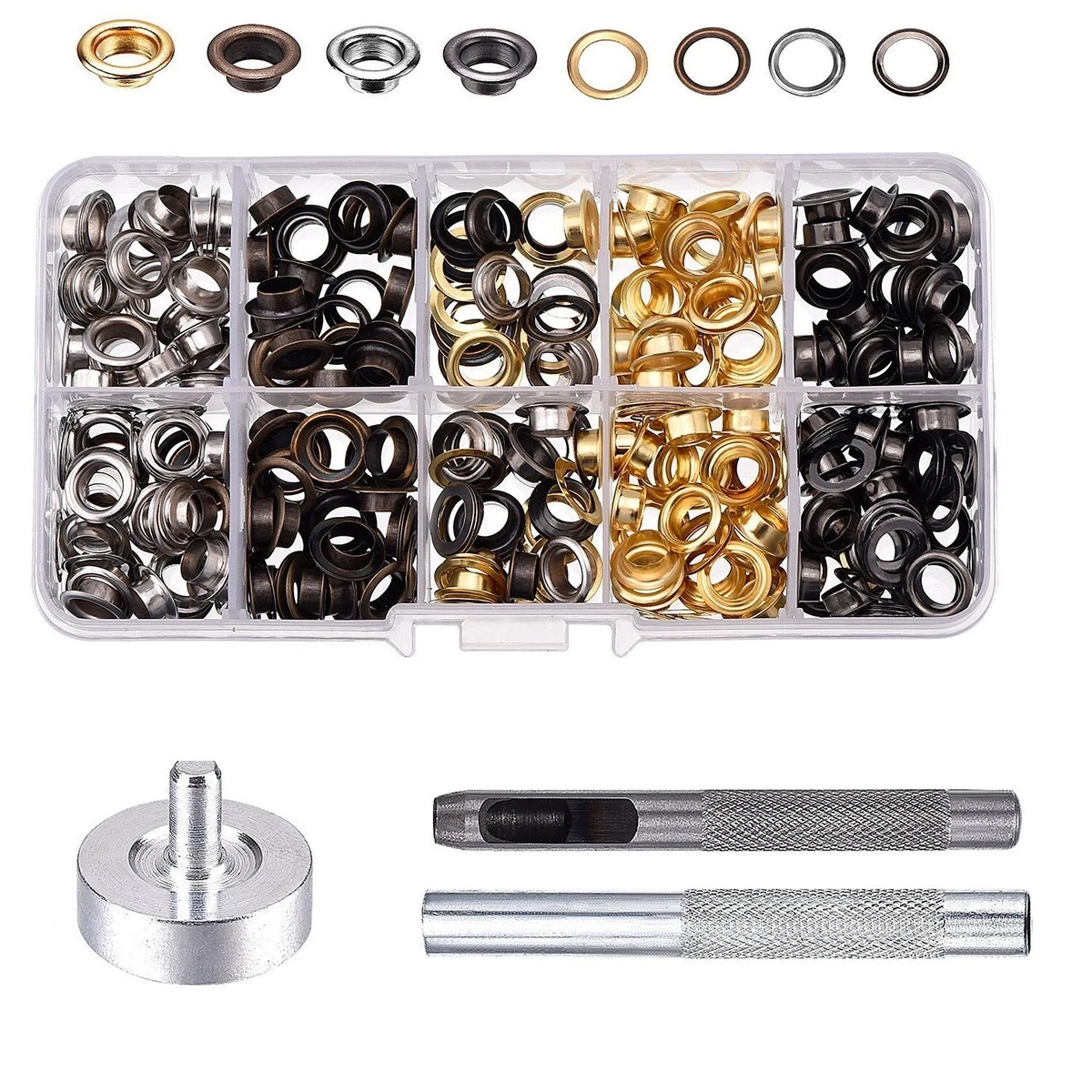 Grommet Kit Eyelet Tool Eyelets Punch Setting Grommets Fabric Hole Set  Press Metal Leather Installation Craft Button 