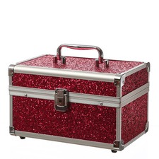 MARELIDA® Schmuckkoffer in Rot mit Glitzeroptik | Premium Schmuckkästchen