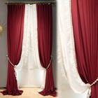 luxury European velvet thickened red cloth blackout curtain tulle drape C1110
