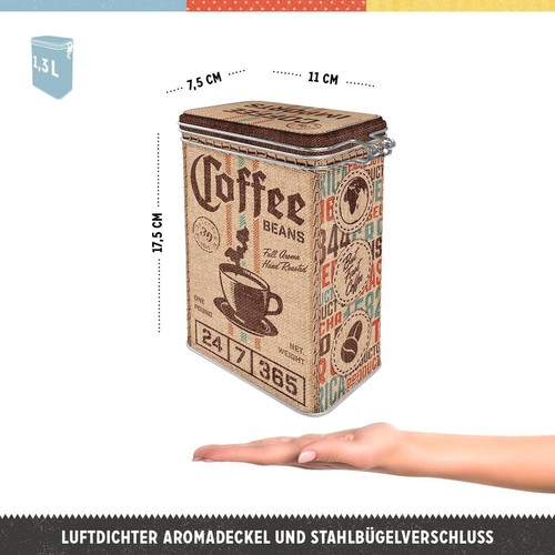 Lata de té retro de arte nostálgico - Saco de café - Diseño vintage 1,3 L 31120 - Imagen 3 de 20
