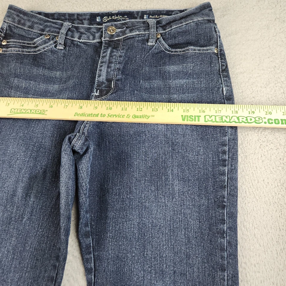 Женские джинсы SaltWorks 12 синие прямые узкие изогнутые со средней посадкой эластичные джинсы - Изображение 4 из 4