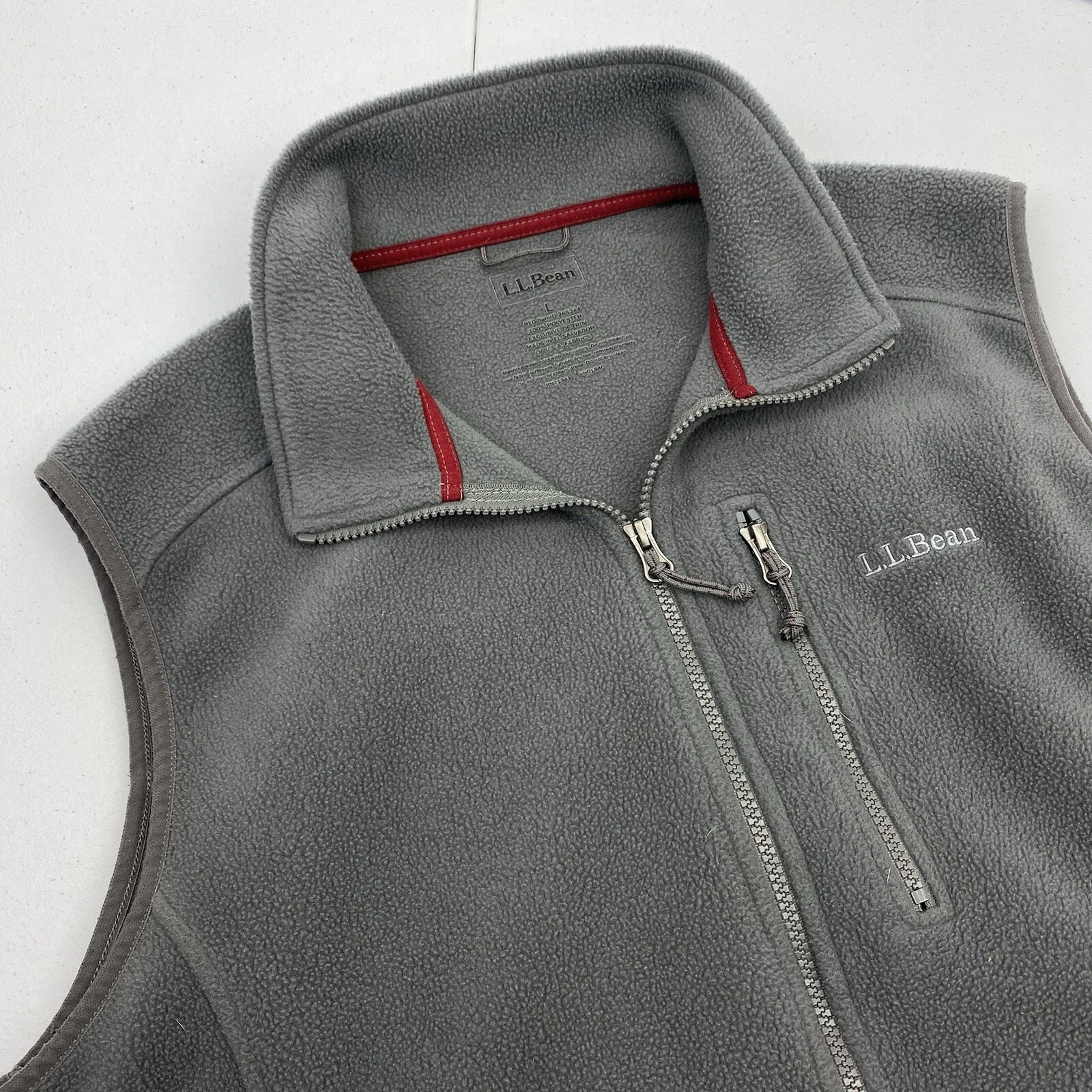 LL Bean Vest Men's size large Gray Fleece Full Zip Mountain Classic Pocket Adult