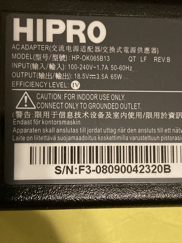 Genuine Original Hipro HP-OK065B13 AC Laptop Adapter Power Supply Charger PSU - Picture 4 of 8
