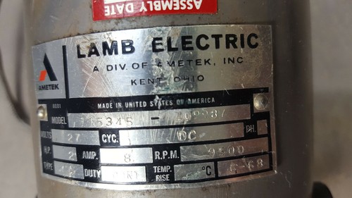 BOMBA ELÉCTRICA AMETEK CORDERO 27V CC. 0,2 HP/8A/9500 RPM/tipo .CS. Mod 115345 - 10998 - Imagen 12 de 12