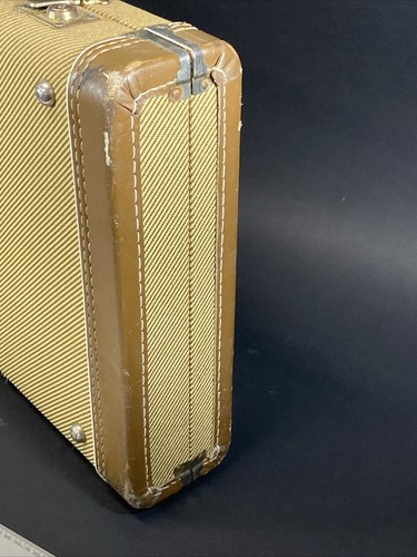Vintage Fender Guitar Hard Case Tweed Exterior Leather Orange Interior LG - Picture 5 of 23