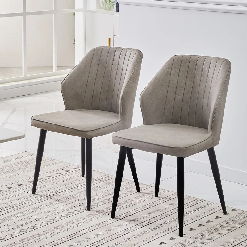 2x Sillas de Comedor de Cuero Sintético Patas de Metal Asiento Acolchado Comedor Muebles Modernos Foto 3 de 4