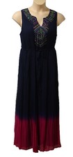 M&S Per Una Womens Dress size 20 Long Lined Embellished Front V neck Black Mix