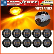 10pcs Amber 3/4" Round LED Clearance Light Side Marker Indicators Smoke Len 12V