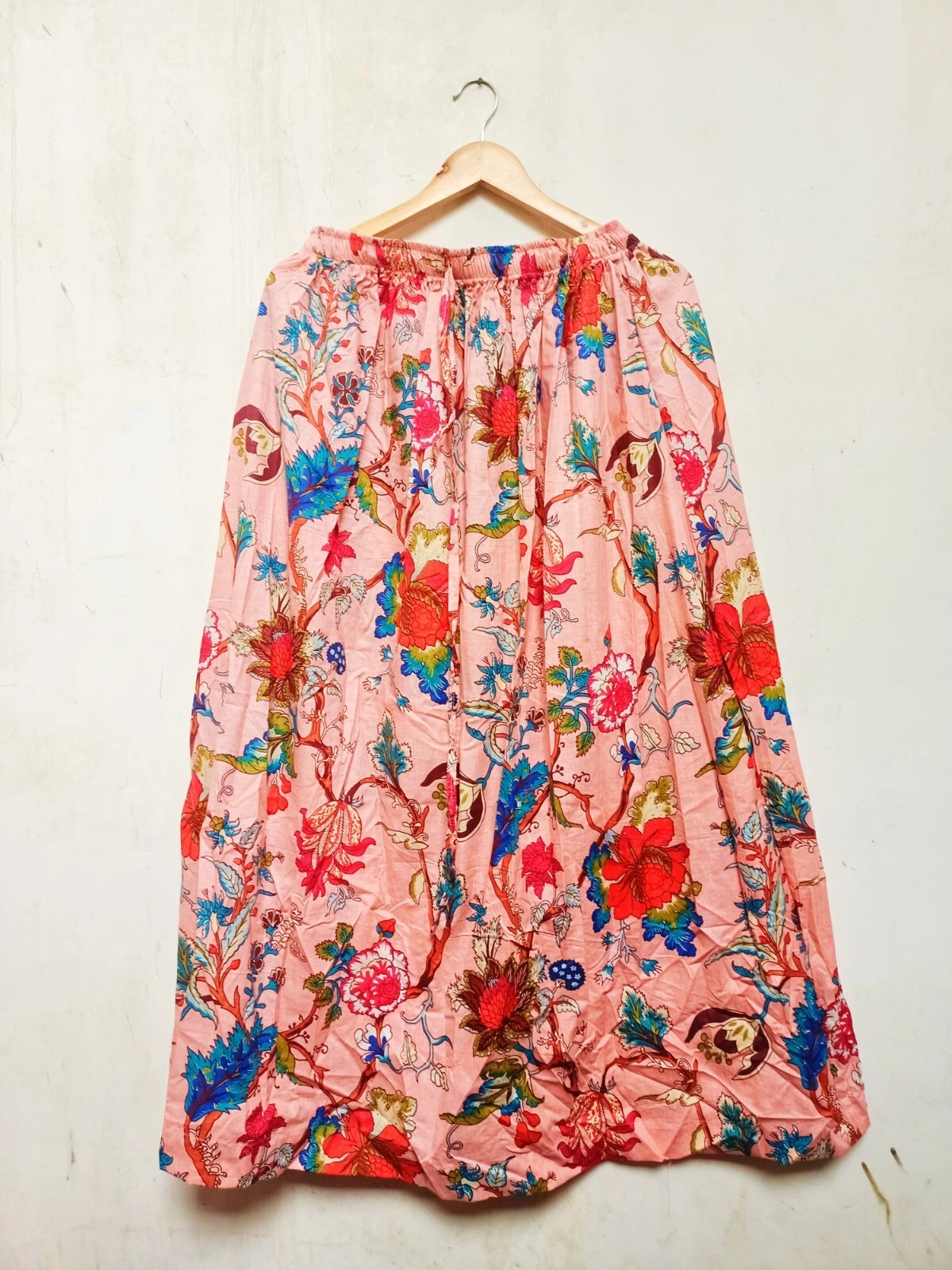 Indian Cotton Peach Floral Print Skirt Women Clothing Skirts Partywear Skirts AU