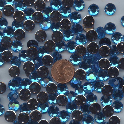PC2 *** 50 pierres à coudre à facettes acrylique rondes 8mm - TURQUOISE - 第 1/1 張圖片