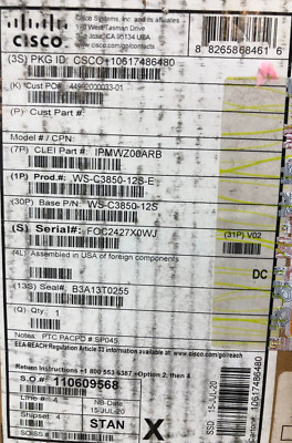 CISCO WS-C3850-12S-E / Cisco Catalyst 3850 series NEW / FACTORY SEALED