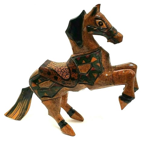 Hermosa figura de caballo de madera tallada a mano y pintada de 7 piezas muy única ver fotos - Imagen 2 de 6