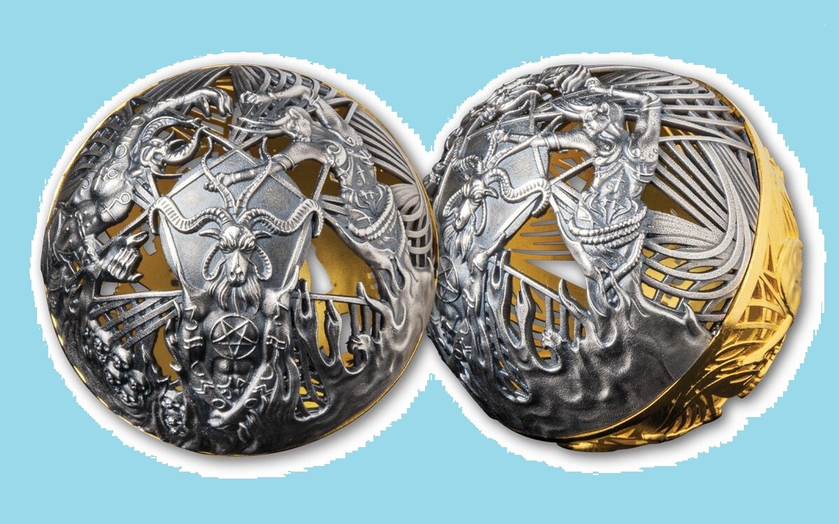 2021 サモア　2オンス　銀　天国と地獄　　HEAVEN AND HELL 2021 SAMOA HEAVEN AND HELL SPHERE 2 oz pure SILVER COIN 24k