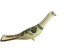 Mexican Tonala Folk Bird Figurine Small Signed KE Art Pottery Floral Multicolor