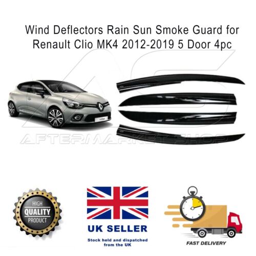 Wind Deflectors Renault Clio Mk4 2012-2019 Hatchback 5-Door Rain Sun 4pcs Set - Afbeelding 1 van 7