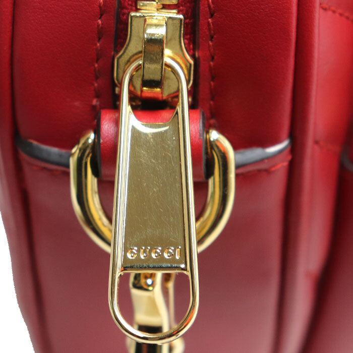 AUTH Women's Gucci Red Quilted Heart Interlocking G Shoulder