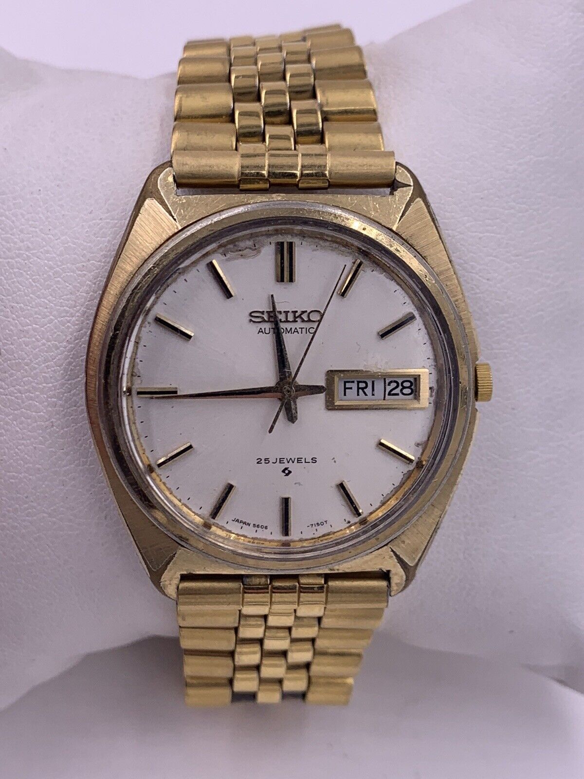 Vintage Mens Seiko Automatic Day Date 25 Jewels 5606-7006 Gold Plate Watch  | eBay